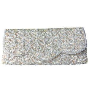 Vintage Elegant Maison Blanche White Pearl Beaded Clutch